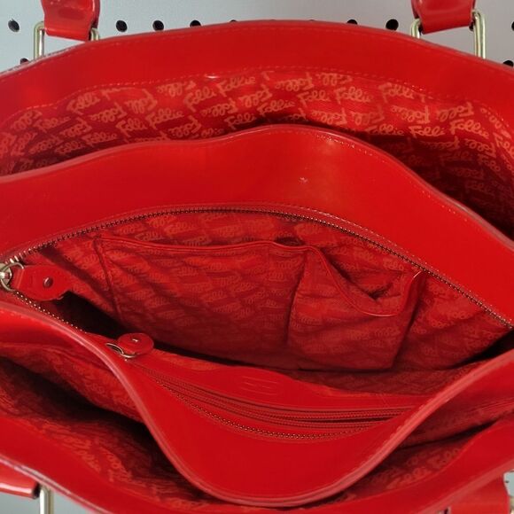 Folli Follie Red Patent Logomania Handbag - Picture 12 of 14